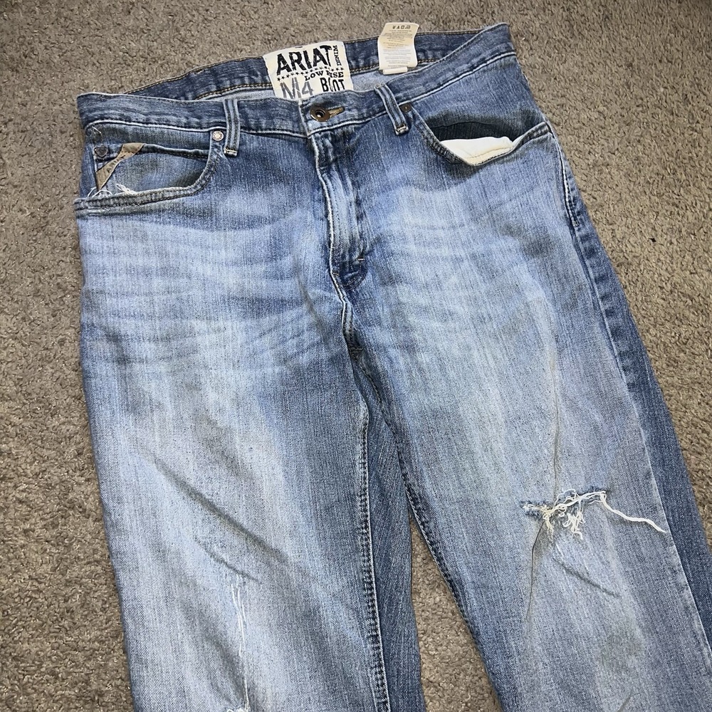 Ariat Denim M4 Mens Low Rise Boot Cut Blue Denim Jeans Size 36x30‎ Cotton